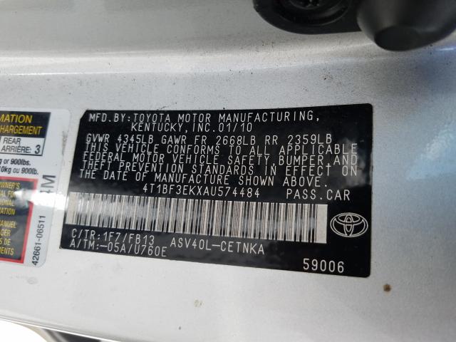 Photo 9 VIN: 4T1BF3EKXAU574484 - TOYOTA CAMRY BASE 