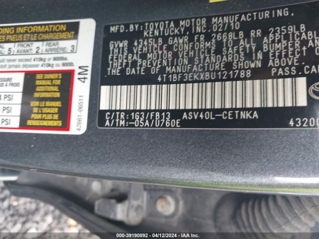 Photo 8 VIN: 4T1BF3EKXBU121788 - TOYOTA CAMRY 