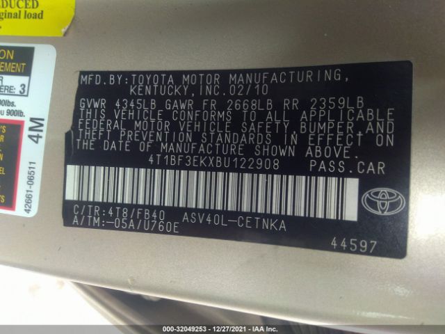 Photo 8 VIN: 4T1BF3EKXBU122908 - TOYOTA CAMRY 