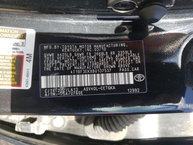 Photo 9 VIN: 4T1BF3EKXBU137537 - TOYOTA CAMRY BASE 