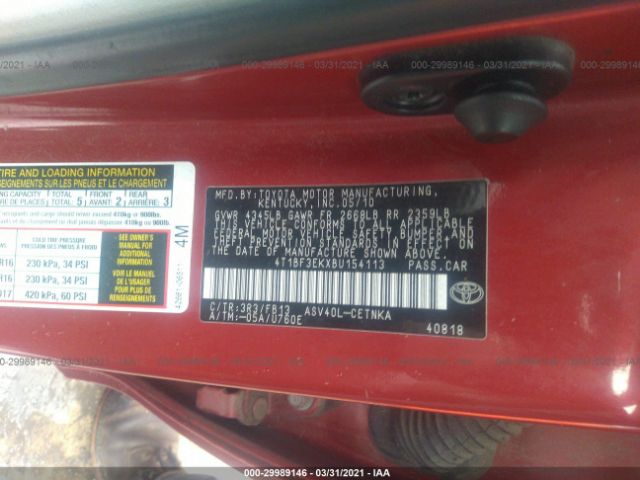 Photo 8 VIN: 4T1BF3EKXBU154113 - TOYOTA CAMRY 