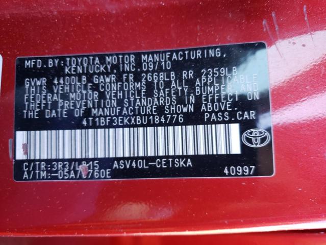 Photo 11 VIN: 4T1BF3EKXBU184776 - TOYOTA CAMRY BASE 