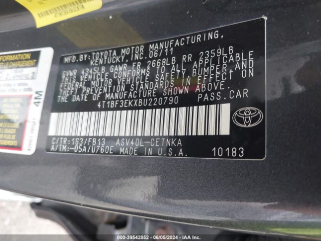 Photo 8 VIN: 4T1BF3EKXBU220790 - TOYOTA CAMRY 