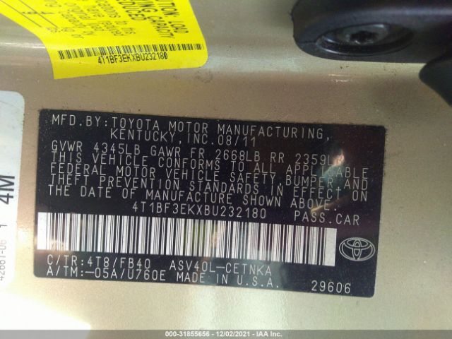 Photo 8 VIN: 4T1BF3EKXBU232180 - TOYOTA CAMRY 