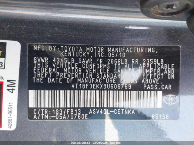 Photo 8 VIN: 4T1BF3EKXBU606769 - TOYOTA CAMRY 