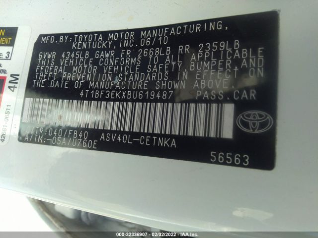 Photo 8 VIN: 4T1BF3EKXBU619487 - TOYOTA CAMRY 