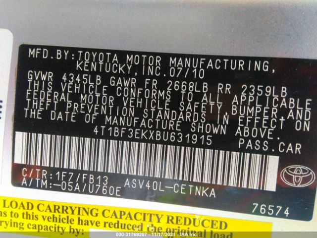 Photo 8 VIN: 4T1BF3EKXBU631915 - TOYOTA CAMRY 