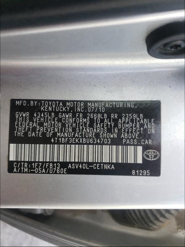 Photo 9 VIN: 4T1BF3EKXBU634703 - TOYOTA CAMRY BASE 