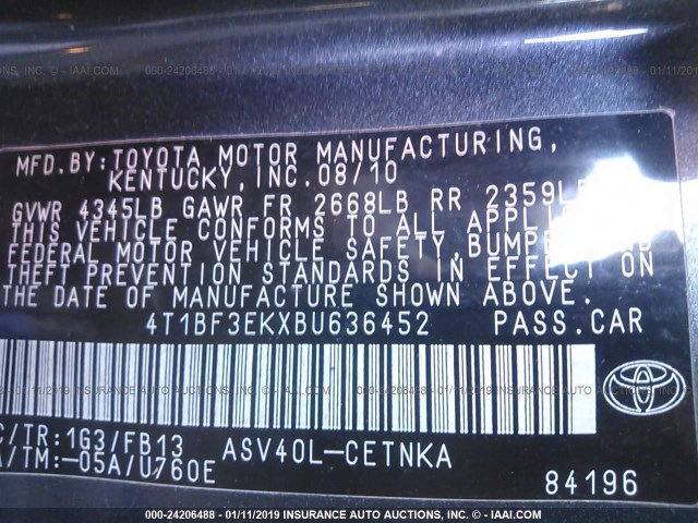 Photo 8 VIN: 4T1BF3EKXBU636452 - TOYOTA CAMRY 