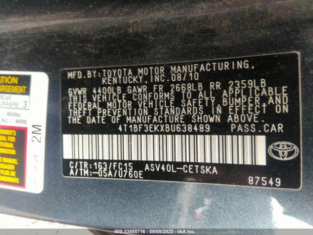 Photo 8 VIN: 4T1BF3EKXBU638489 - TOYOTA CAMRY 