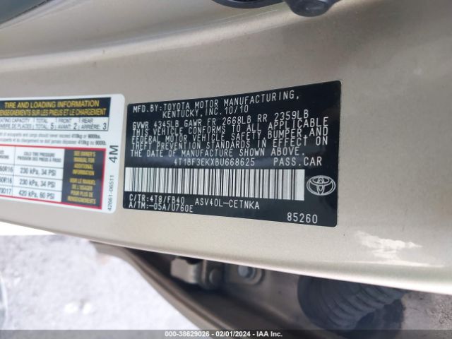 Photo 8 VIN: 4T1BF3EKXBU668625 - TOYOTA CAMRY 