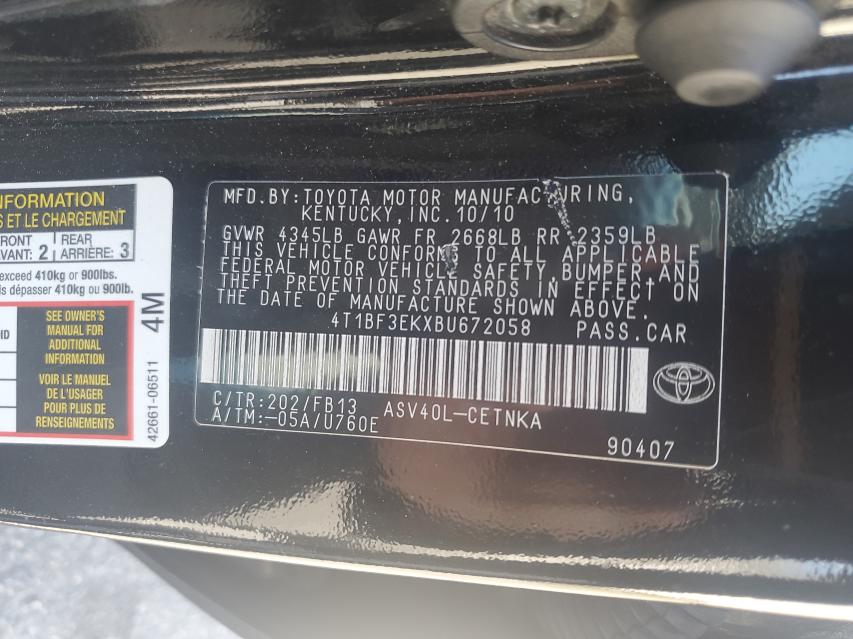 Photo 9 VIN: 4T1BF3EKXBU672058 - TOYOTA CAMRY 