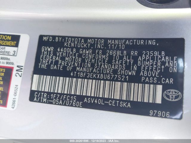 Photo 8 VIN: 4T1BF3EKXBU677521 - TOYOTA CAMRY 