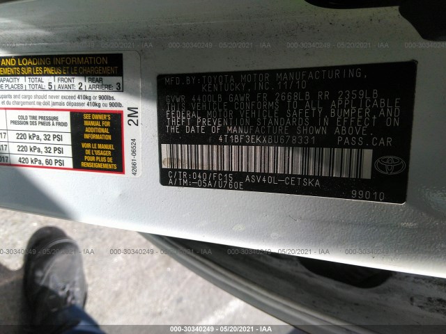 Photo 8 VIN: 4T1BF3EKXBU678331 - TOYOTA CAMRY 