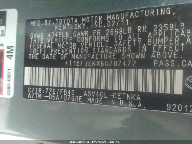 Photo 8 VIN: 4T1BF3EKXBU707472 - TOYOTA CAMRY 