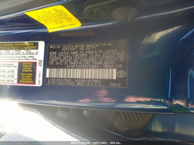 Photo 8 VIN: 4T1BF3EKXBU749964 - TOYOTA CAMRY 