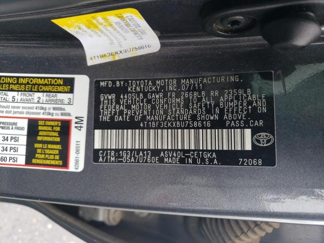 Photo 11 VIN: 4T1BF3EKXBU758616 - TOYOTA CAMRY BASE 