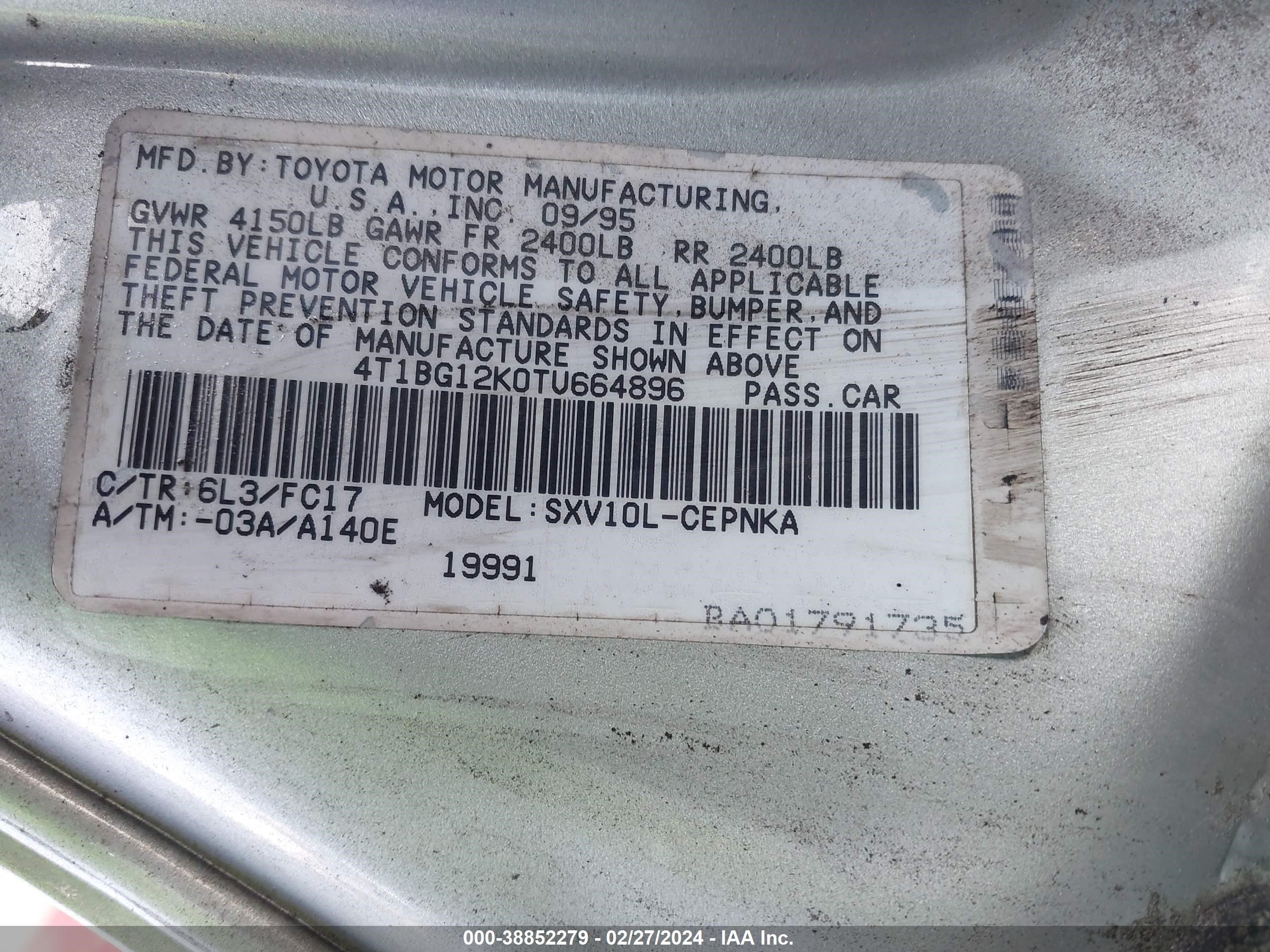 Photo 8 VIN: 4T1BG12K0TU664896 - TOYOTA CAMRY 