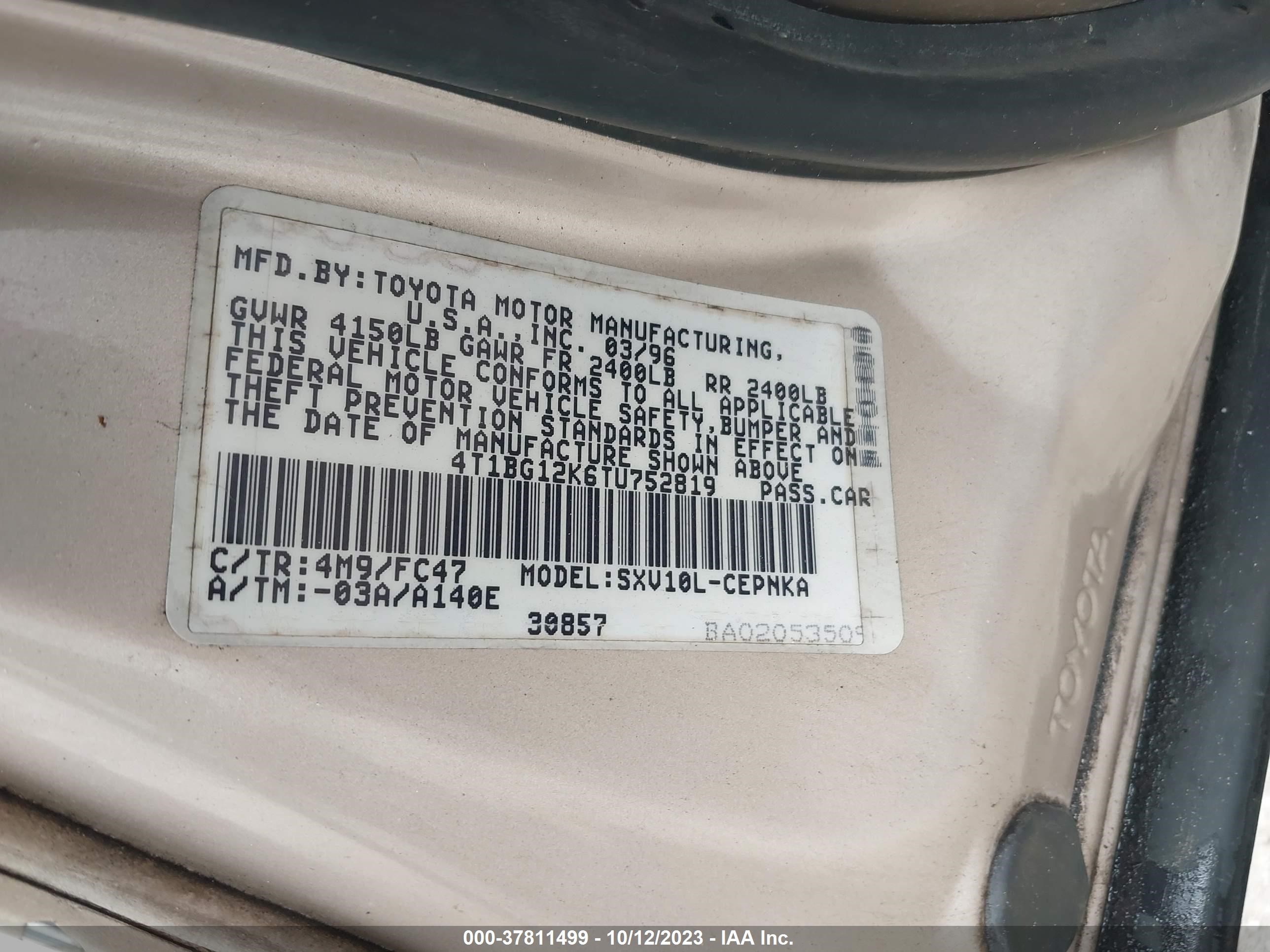 Photo 8 VIN: 4T1BG12K6TU752819 - TOYOTA CAMRY 