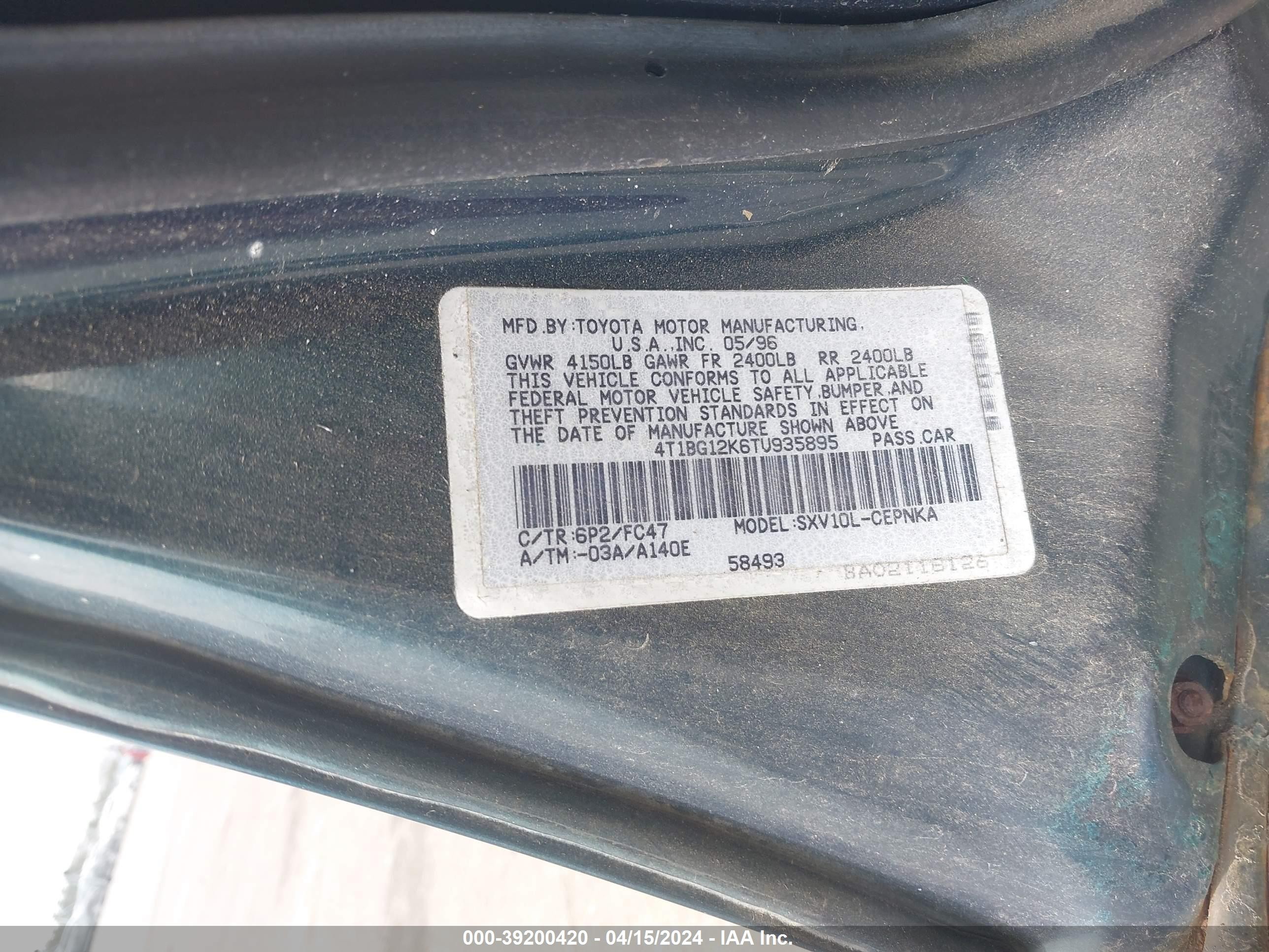 Photo 8 VIN: 4T1BG12K6TU935895 - TOYOTA CAMRY 