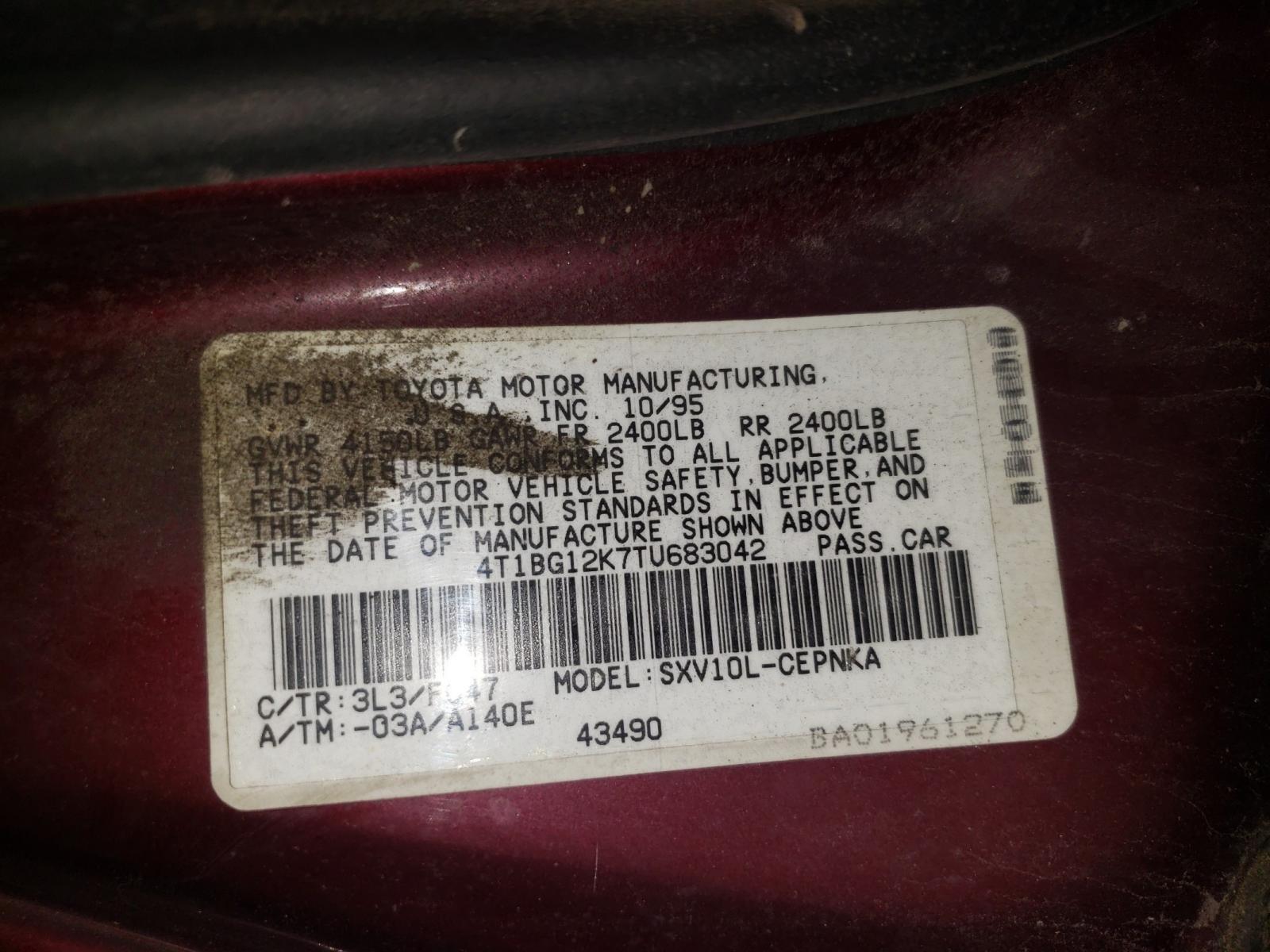 Photo 9 VIN: 4T1BG12K7TU683042 - TOYOTA CAMRY DX 