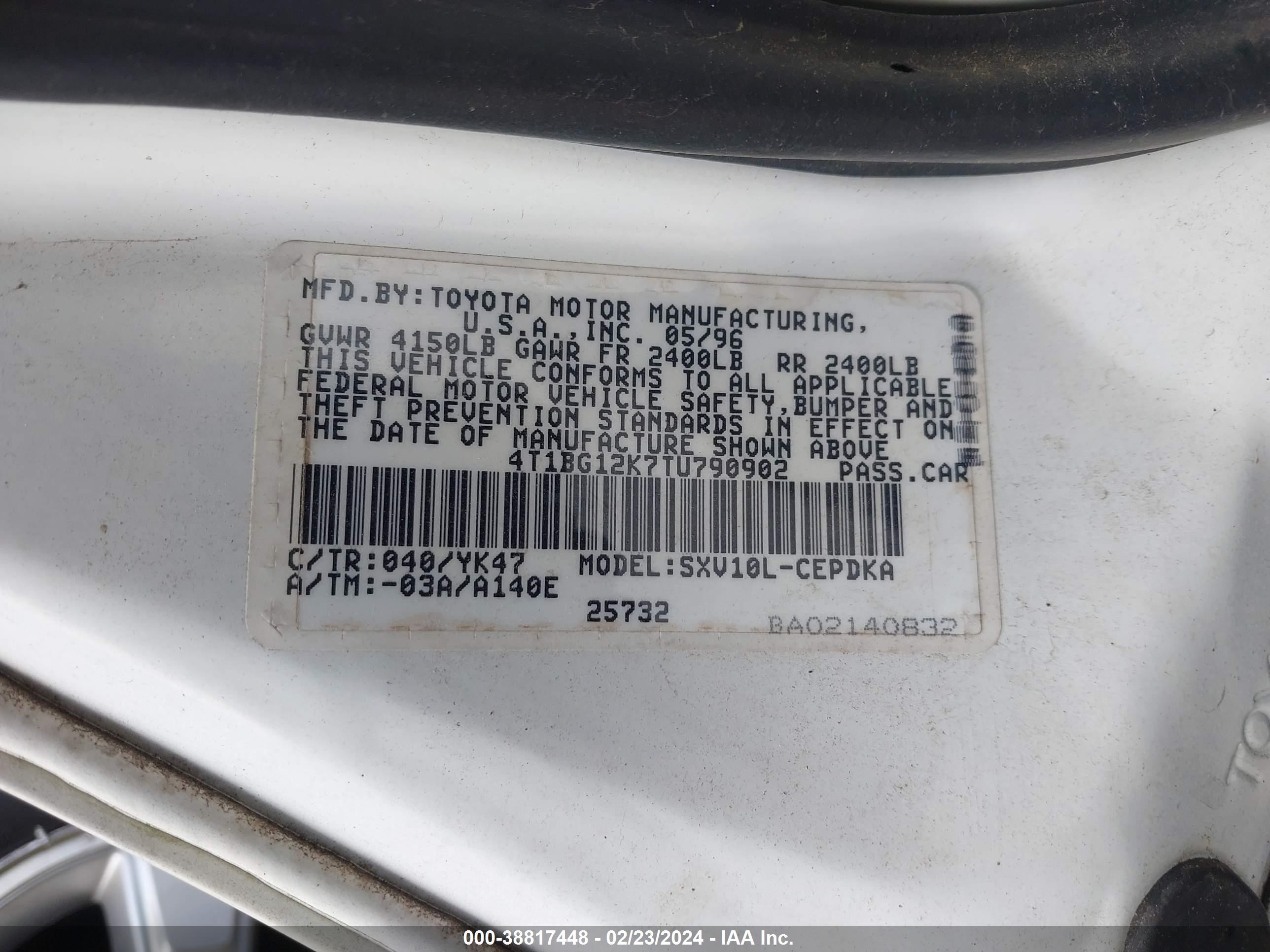 Photo 8 VIN: 4T1BG12K7TU790902 - TOYOTA CAMRY 