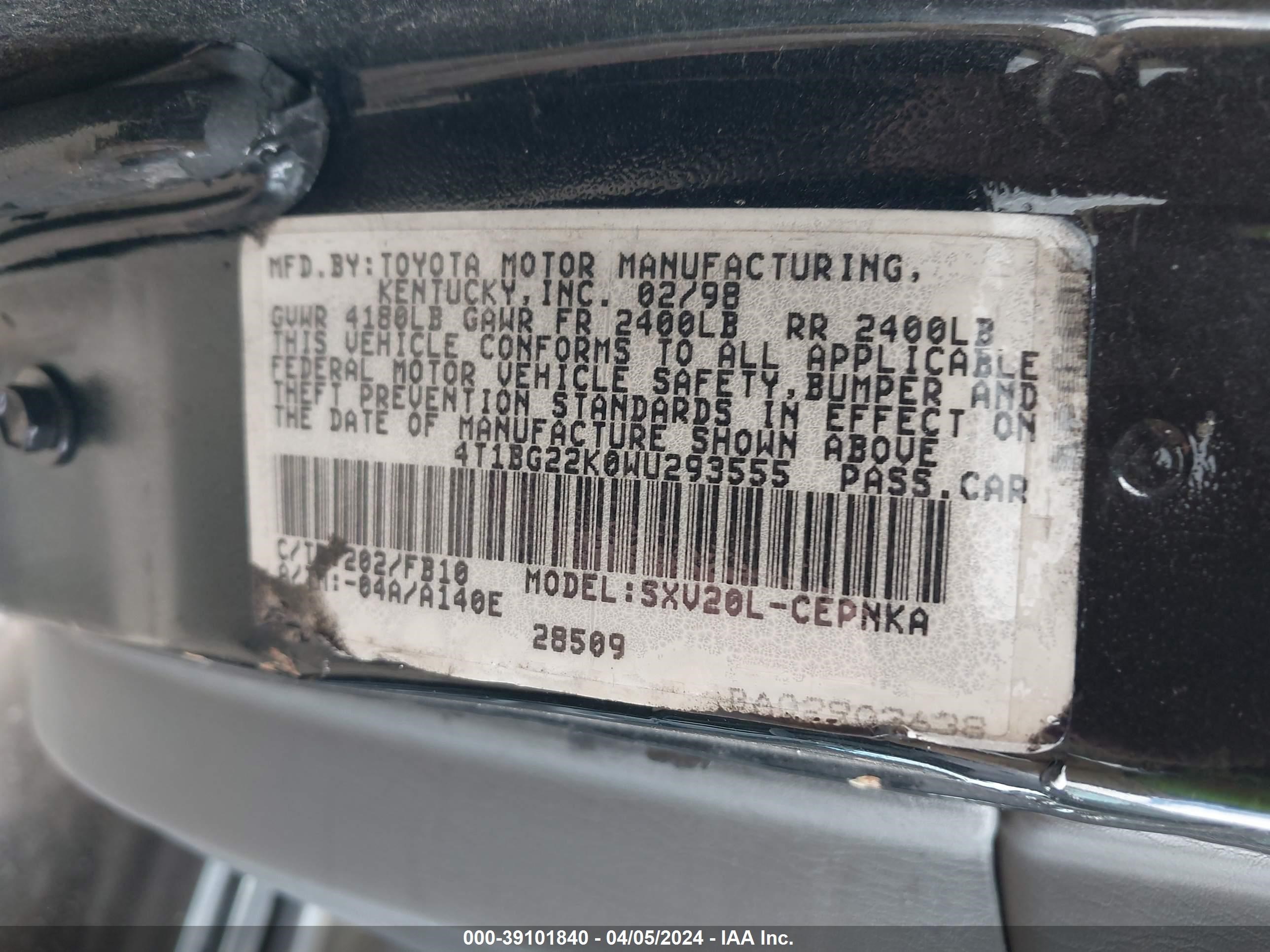 Photo 8 VIN: 4T1BG22K0WU293555 - TOYOTA CAMRY 