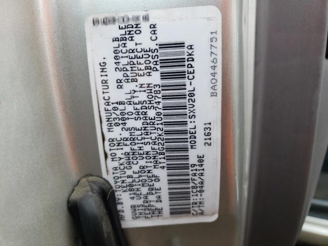 Photo 9 VIN: 4T1BG22K21U074783 - TOYOTA CAMRY CE 