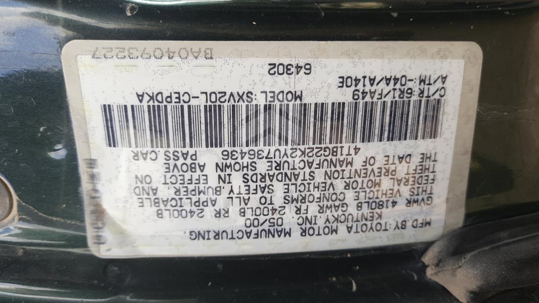 Photo 1 VIN: 4T1BG22K2YU736436 - TOYOTA CAMRY 