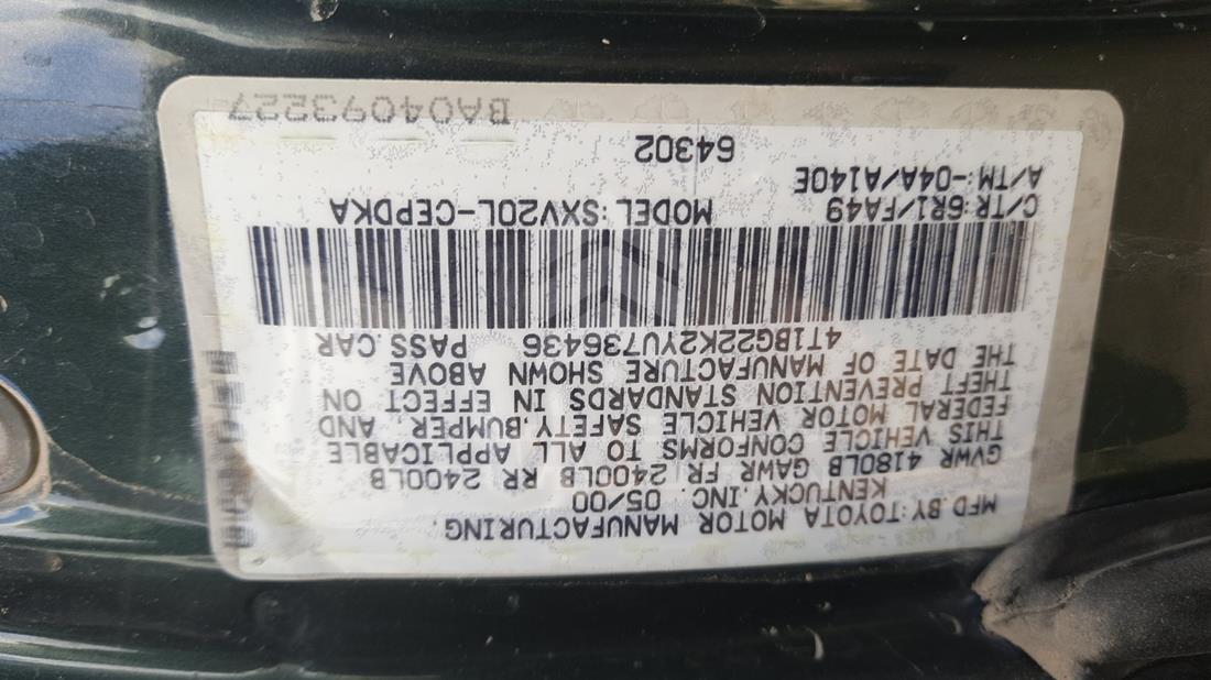 Photo 2 VIN: 4T1BG22K2YU736436 - TOYOTA CAMRY 