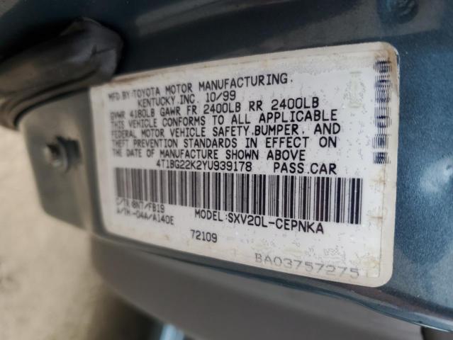 Photo 12 VIN: 4T1BG22K2YU939178 - TOYOTA CAMRY CE 