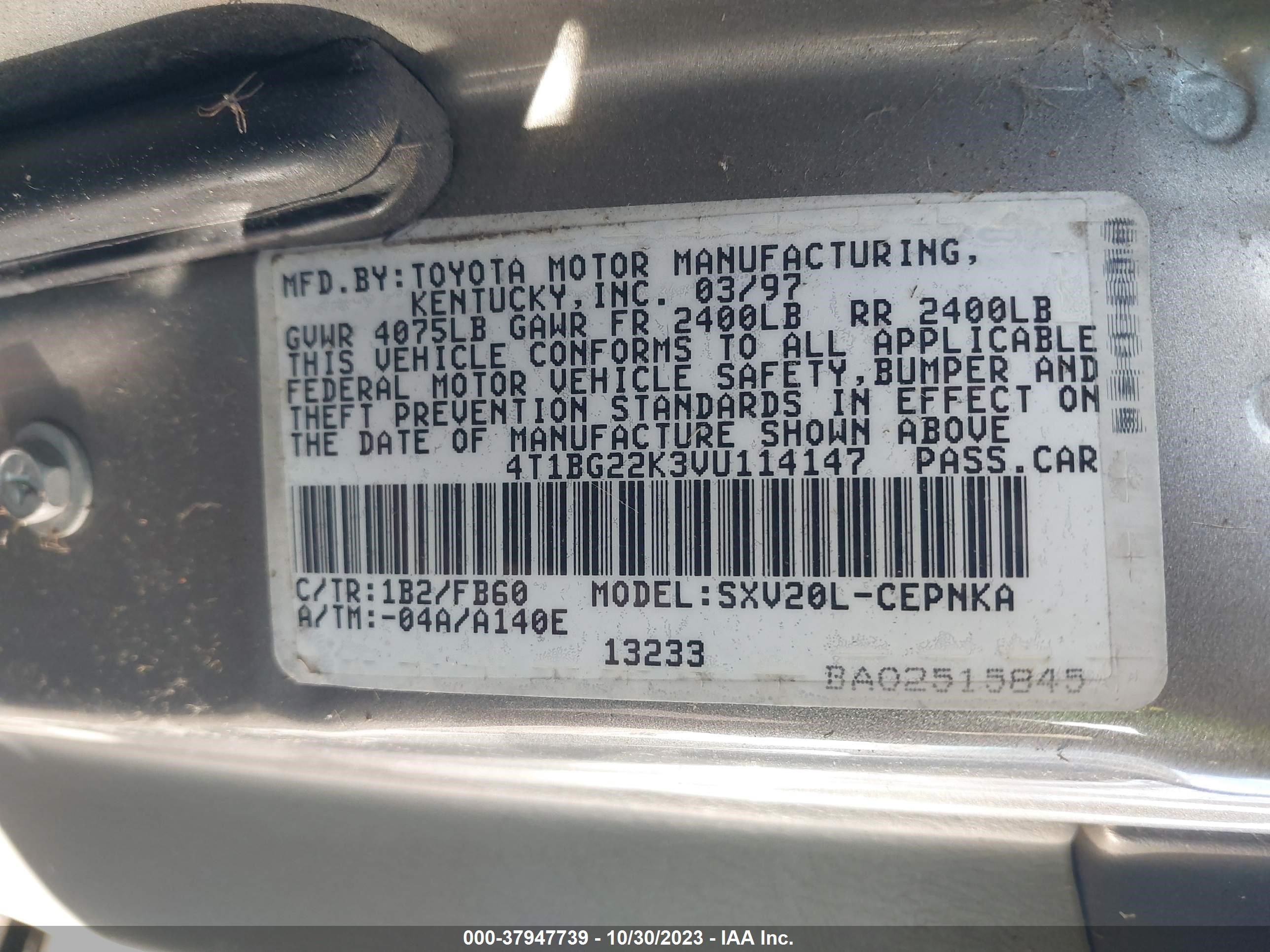 Photo 8 VIN: 4T1BG22K3VU114147 - TOYOTA CAMRY 