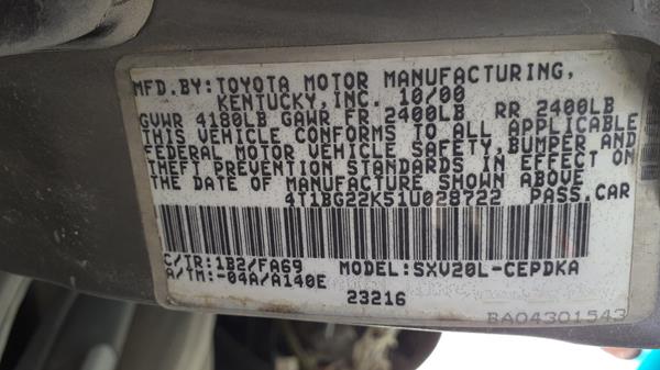 Photo 2 VIN: 4T1BG22K51U028722 - TOYOTA CAMRY 