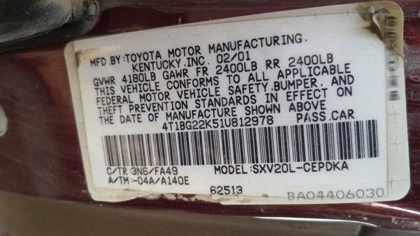 Photo 4 VIN: 4T1BG22K51U812978 - TOYOTA CAMRY 