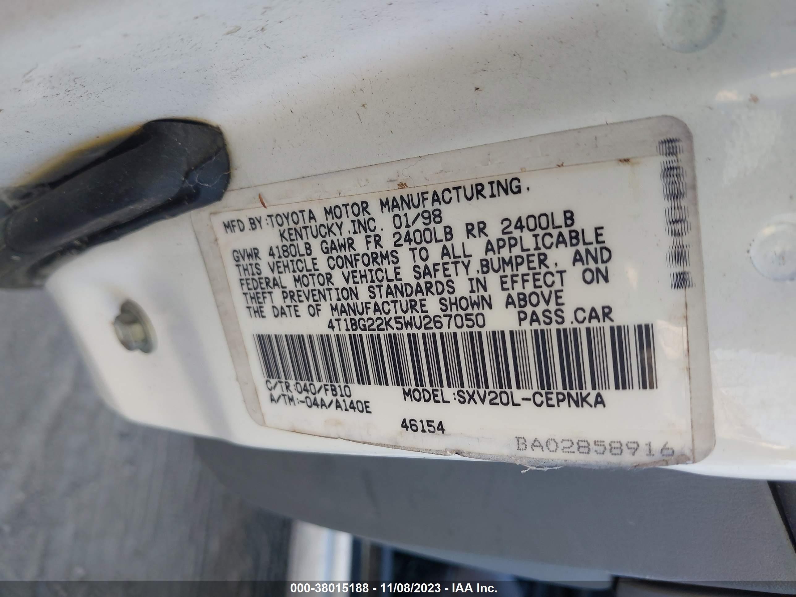 Photo 8 VIN: 4T1BG22K5WU267050 - TOYOTA CAMRY 