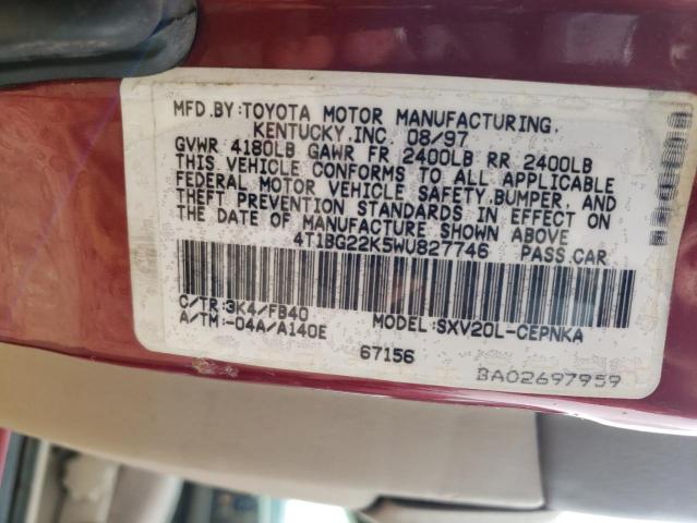 Photo 11 VIN: 4T1BG22K5WU827746 - TOYOTA CAMRY 