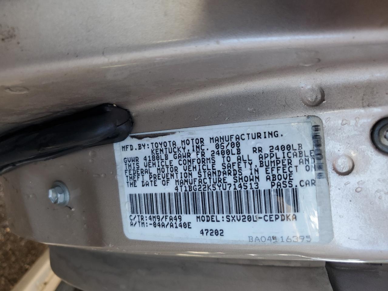 Photo 12 VIN: 4T1BG22K5YU714513 - TOYOTA CAMRY 