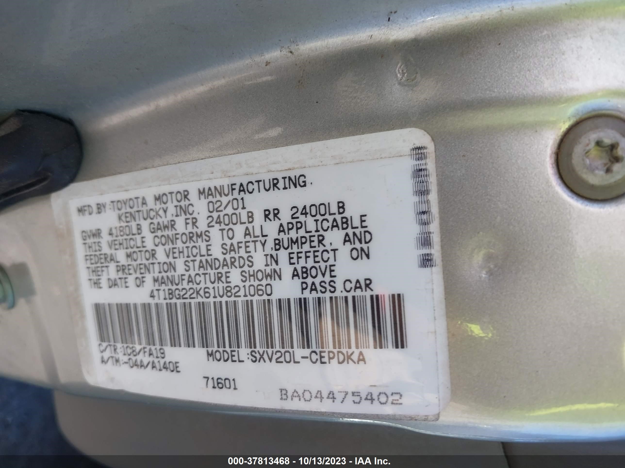 Photo 9 VIN: 4T1BG22K61U821060 - HONDA CIVIC 