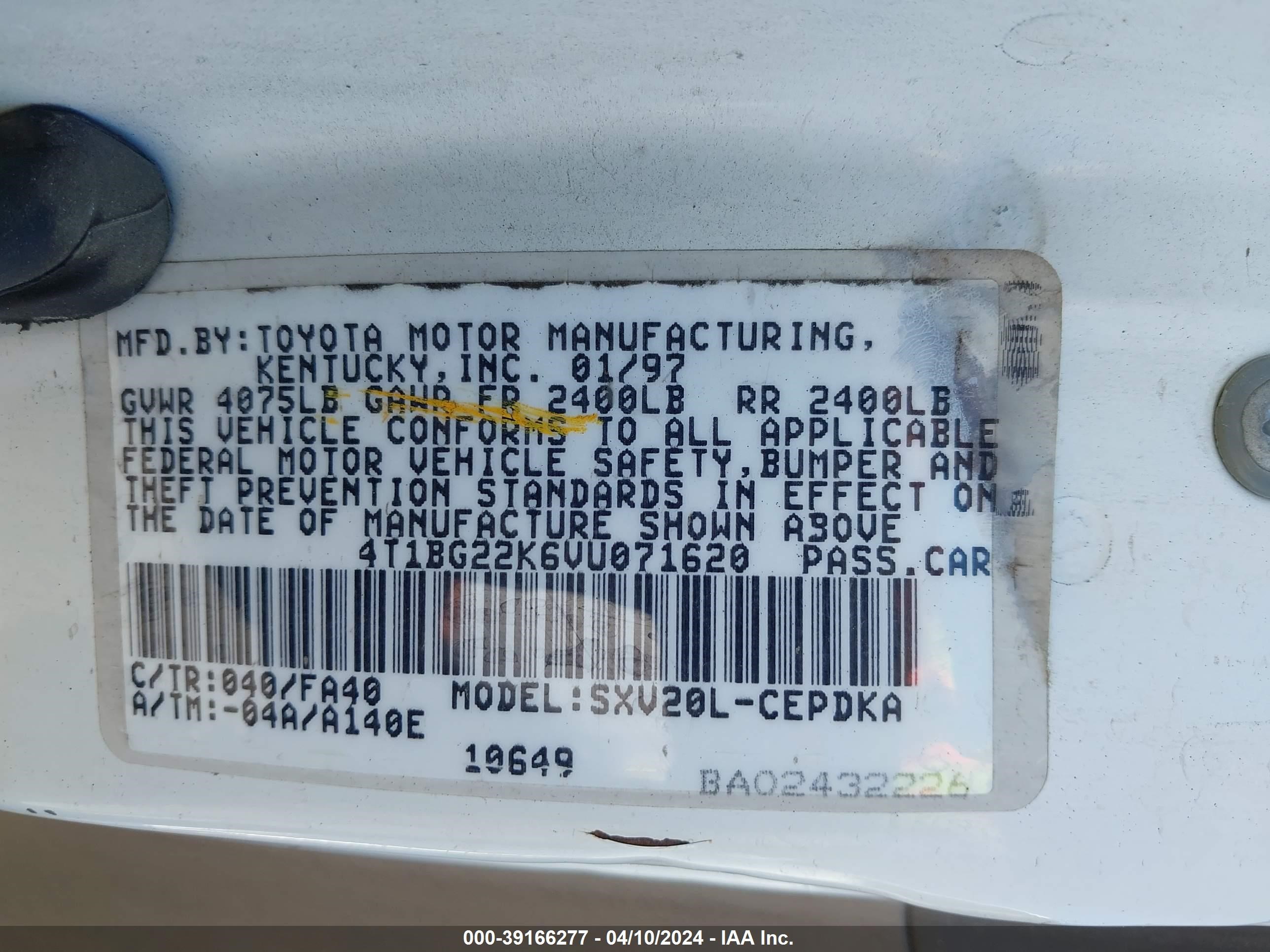 Photo 8 VIN: 4T1BG22K6VU071620 - TOYOTA CAMRY 