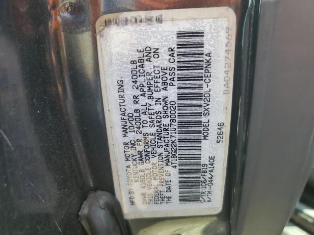 Photo 11 VIN: 4T1BG22K71U780020 - TOYOTA CAMRY CE 