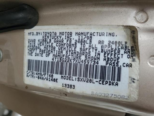 Photo 11 VIN: 4T1BG22K7XU459734 - TOYOTA CAMRY CE 