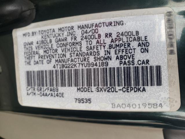 Photo 12 VIN: 4T1BG22K7YU994189 - TOYOTA CAMRY 