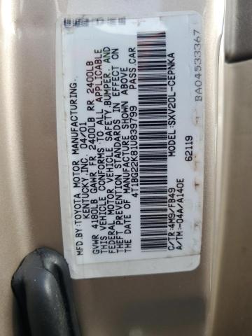 Photo 11 VIN: 4T1BG22K81U839799 - TOYOTA CAMRY 