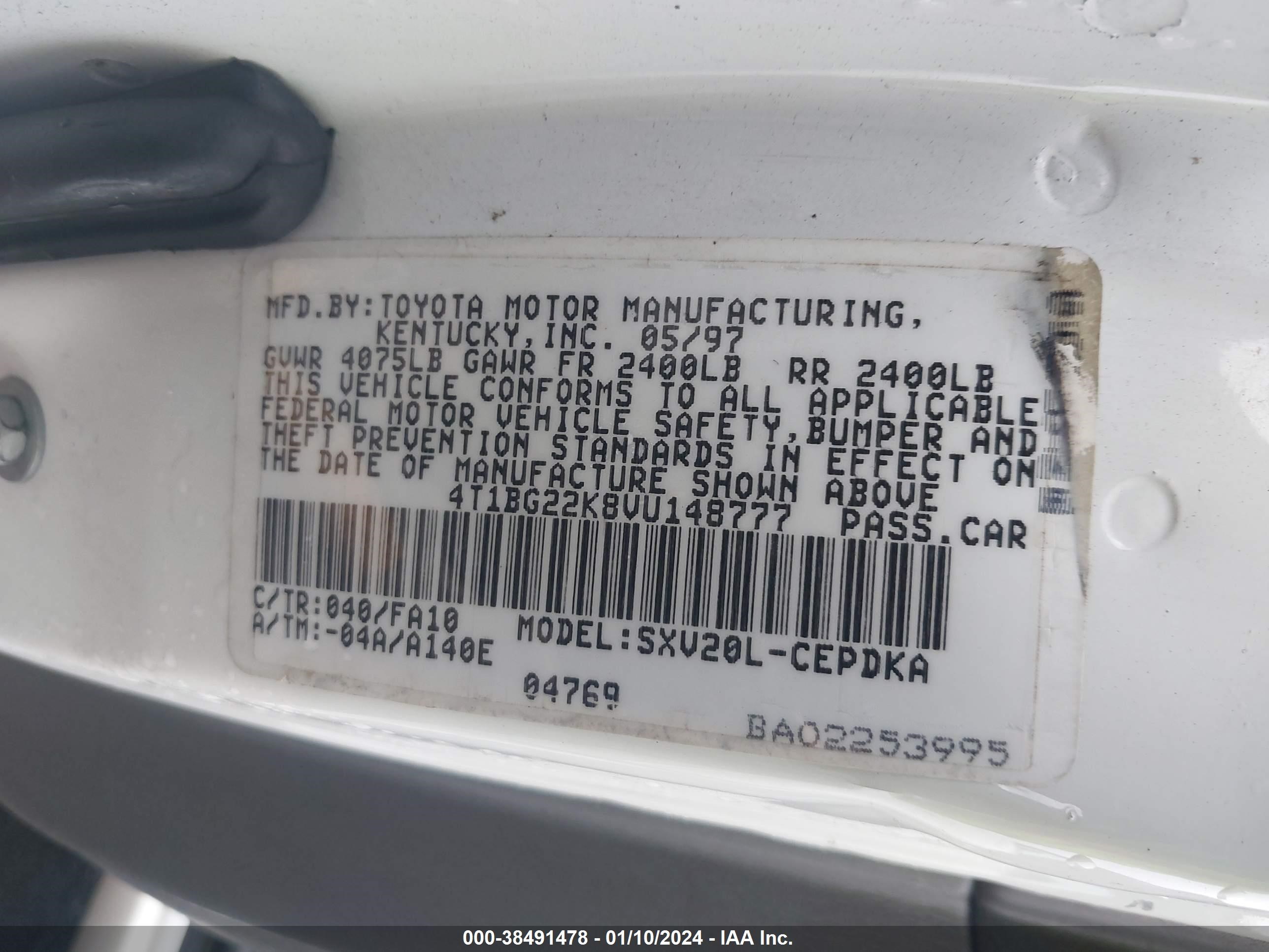 Photo 8 VIN: 4T1BG22K8VU148777 - TOYOTA CAMRY 