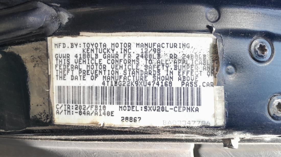 Photo 1 VIN: 4T1BG22K9XU474168 - TOYOTA CAMRY 