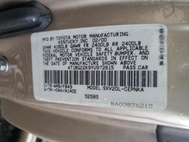 Photo 11 VIN: 4T1BG22K9YU972615 - TOYOTA CAMRY CE 