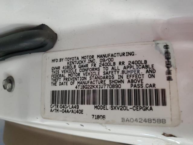 Photo 11 VIN: 4T1BG22KX1U770890 - TOYOTA CAMRY 