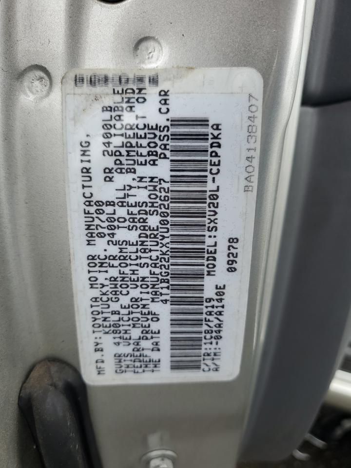 Photo 11 VIN: 4T1BG22KXYU002627 - TOYOTA CAMRY 