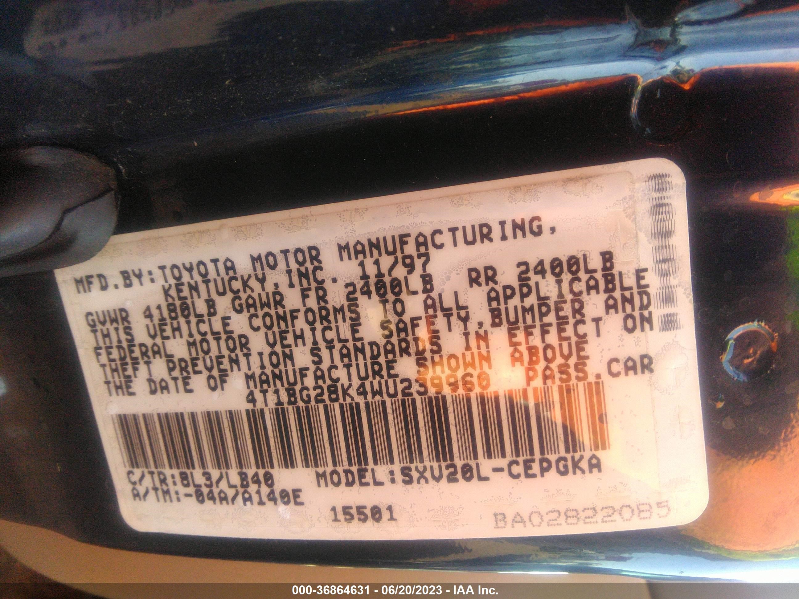 Photo 8 VIN: 4T1BG28K4WU239960 - TOYOTA CAMRY 