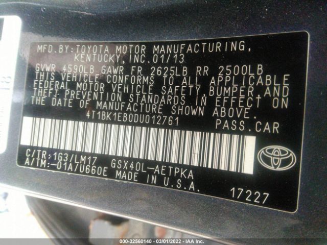 Photo 8 VIN: 4T1BK1EB0DU012761 - TOYOTA AVALON 